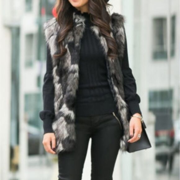 Michael Michael Kors Zebra Pattern Sleeveless Faux Mink Fur Vest - Picture 1 of 10